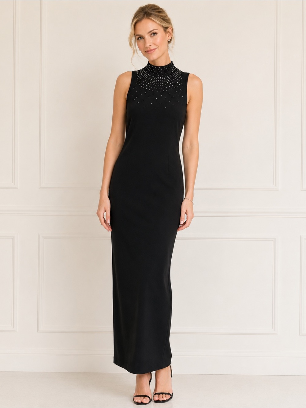 Cache Women black bodycone dress braded midi maxi formal cocktail party sexy